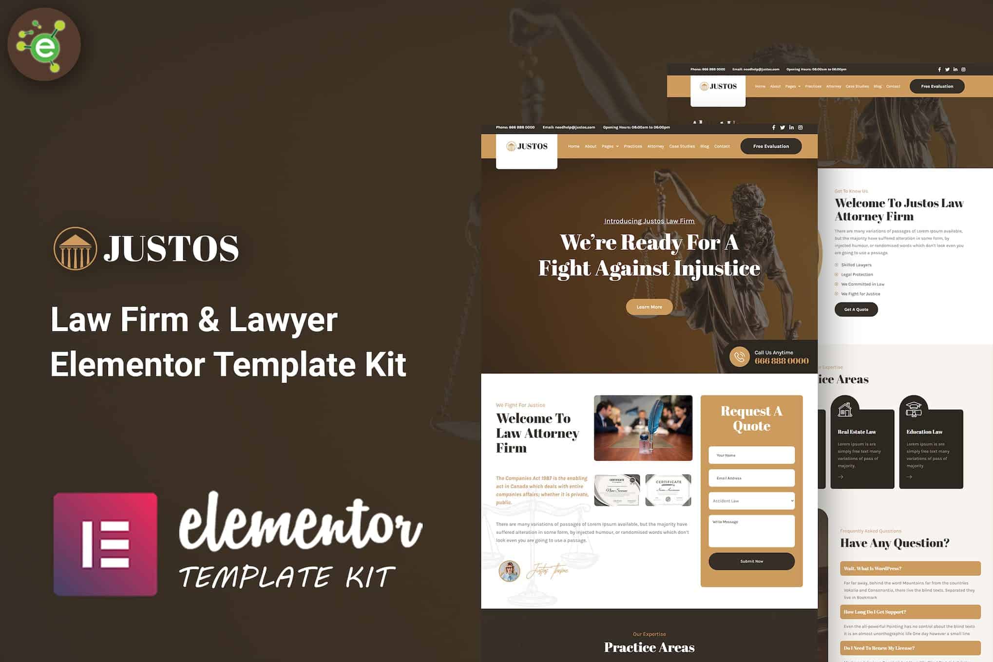 Justos - Law Firm & Lawyer Elementor Template Kit