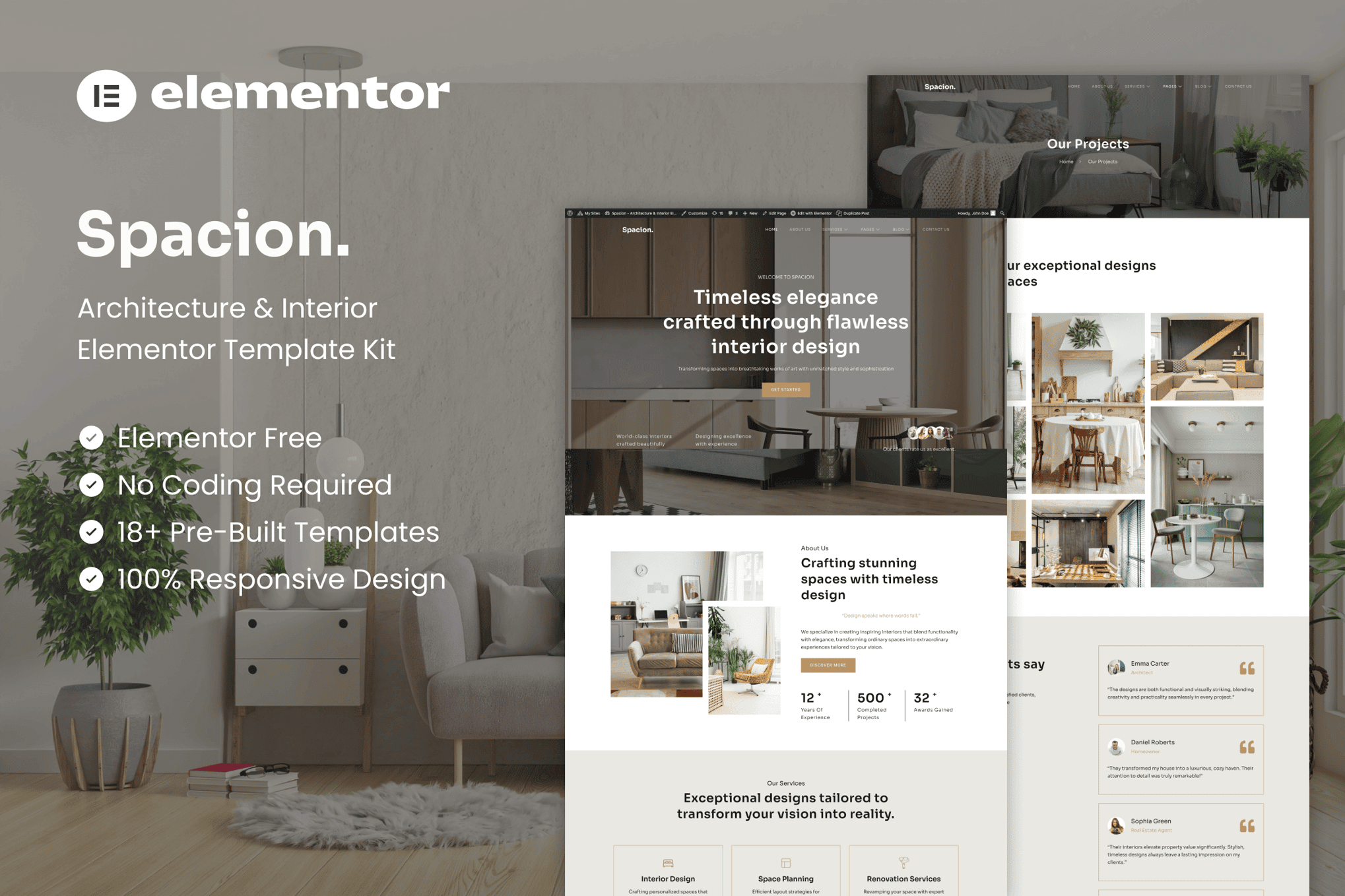 Spacion – Architecture & Interior Elementor Template Kit