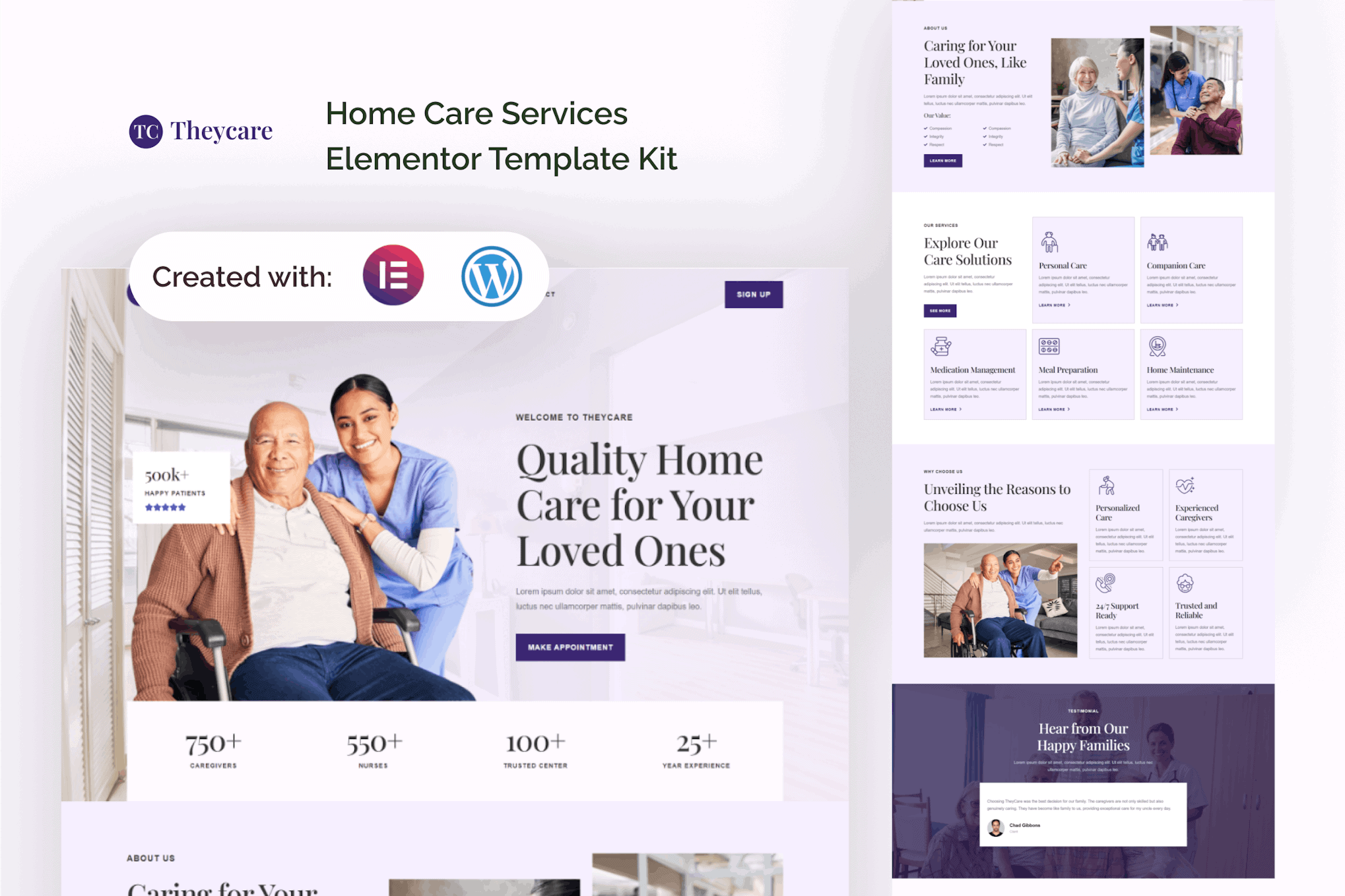 Theycare - Home Care Services Elementor Template Kit