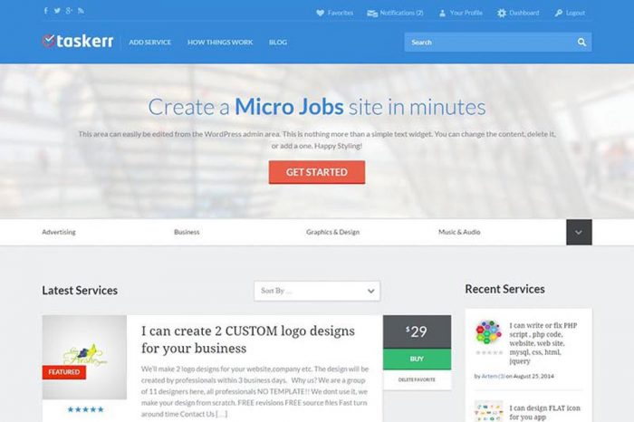 Taskerr WordPress Micro Jobs Theme