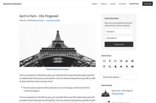 Genesis Framework theme by Studiopress