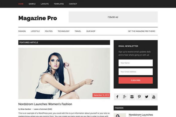 Magazine Pro Theme by Studiopress + Genesis Framework