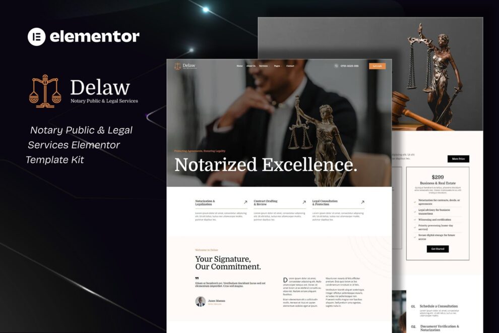 Delaw u2013 Notary Public u0026 Legal Services Elementor Template Kit Latest Download