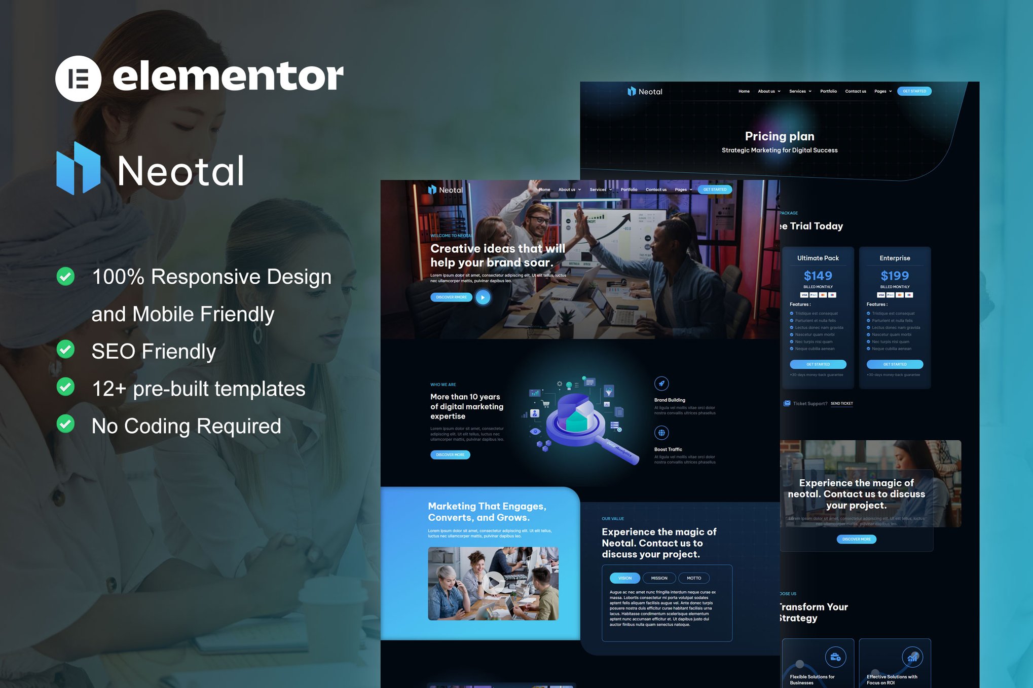 Neotal – Digital Marketing Agency Elementor Pro Template Kit