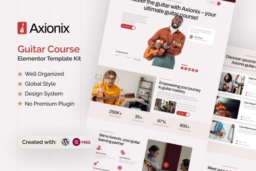 Axionix – Guitar Course Elementor Template Kit