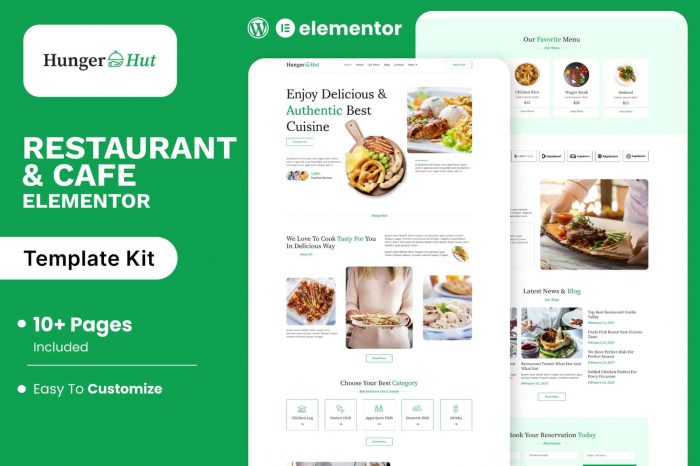 HungerHut – Restaurant & Cafe Elementor Template Kit