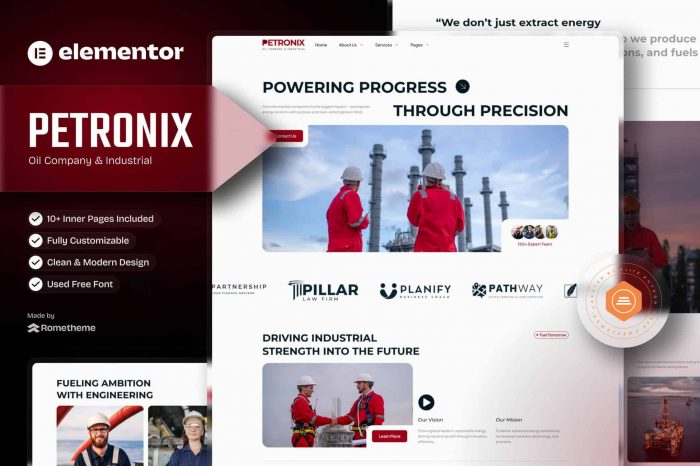Petronix – Oil Company & Industrial Elementor Template Kit