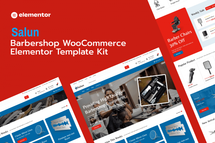 Salun – Barbershop Tools & Equipments Store WooCommerce Elementor Pro Template Kit